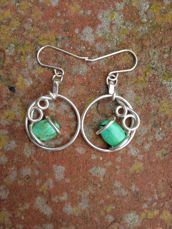 small green turquoise hoops